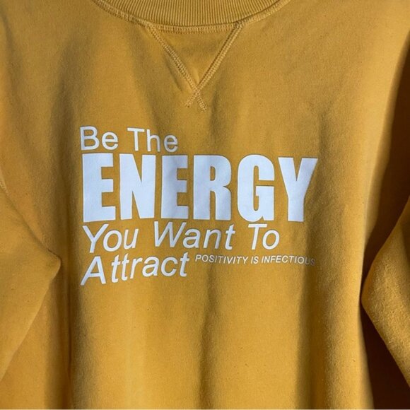 H&M Women's Yellow Crewneck Positive Message Printed Sweatshirt - Picture 8 of 9